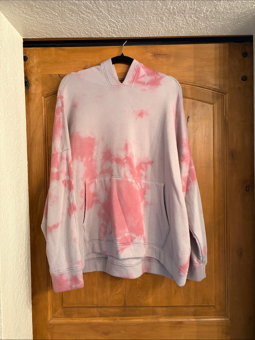 Free People Pink and White Tie-Dye Crewneck Hoodie